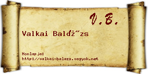 Valkai Balázs névjegykártya